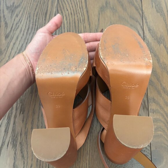 Chloe Clog Brown Platform Chunky Heels - Picture 3 of 4